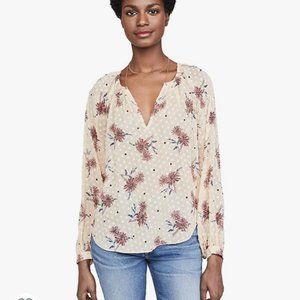 Joie Blush‎ Swiss Dot Silk Blend Floral Long Sleeve Blouse Sz M - NWT